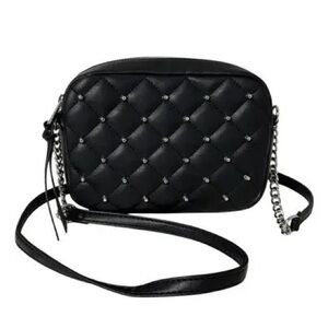 Elegant Rebecca Minkoff Vegan Black Leather Quilted Studded Crossbody Purse